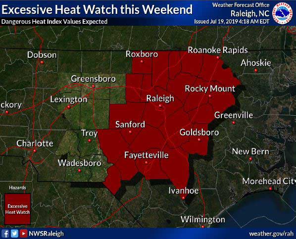 Map of Excessive Heat Watch