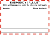 Emergency Call List Label