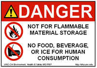Store No Flammables/Food Label