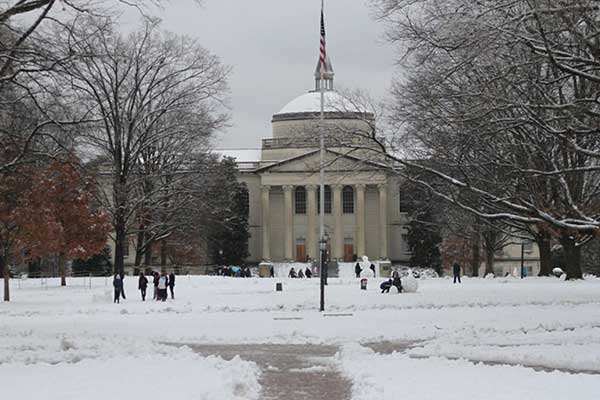 Wilson Library in the snow