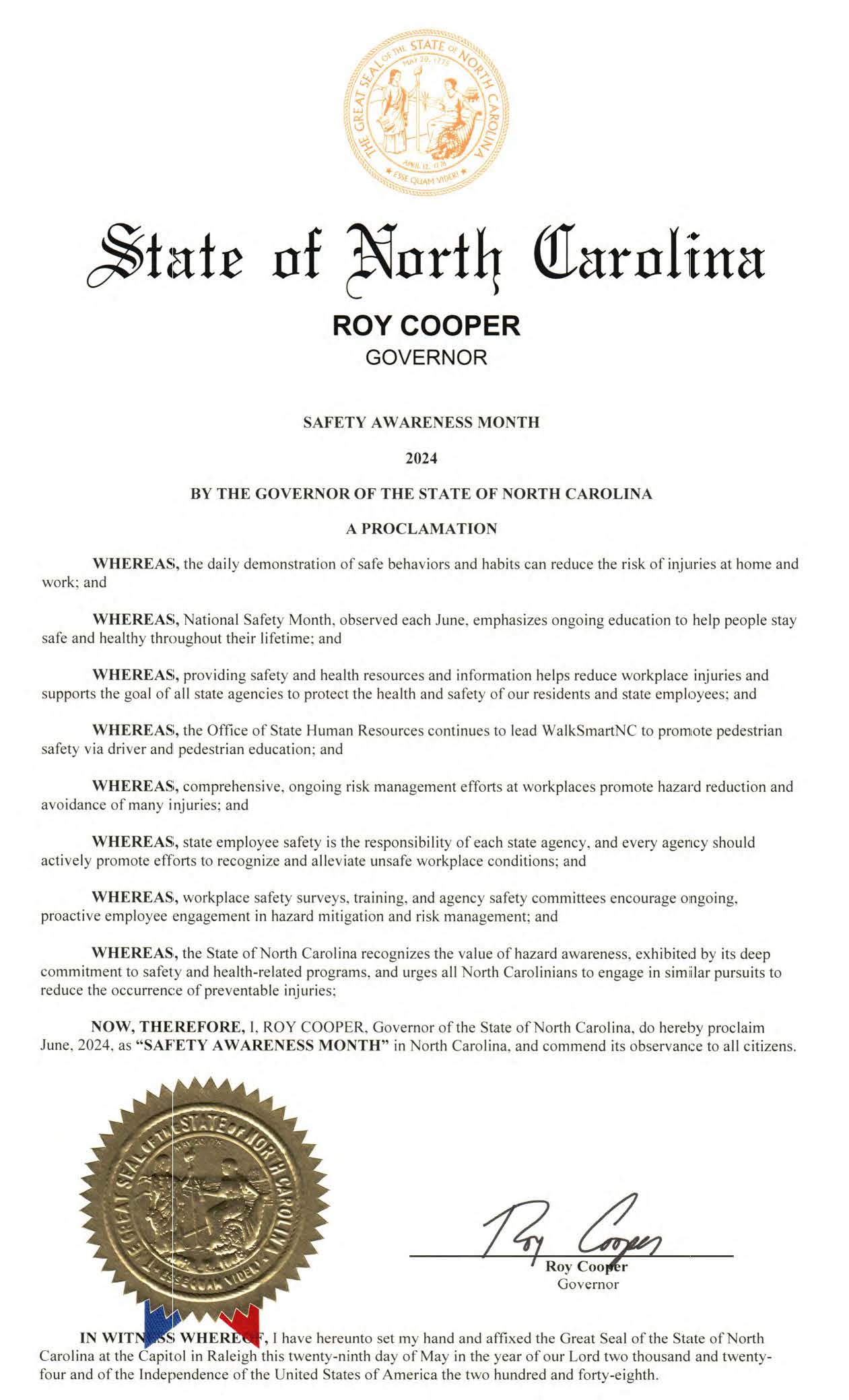 Safety Awareness Month 2024 proclamation